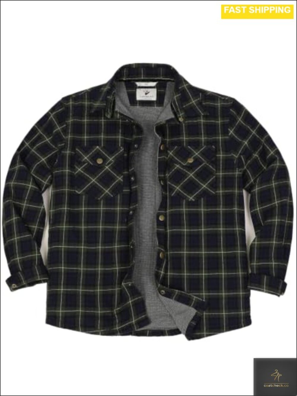 Men's Thermal Lined Flannel Shirt Jacket Snap Button Plaid Shacket
